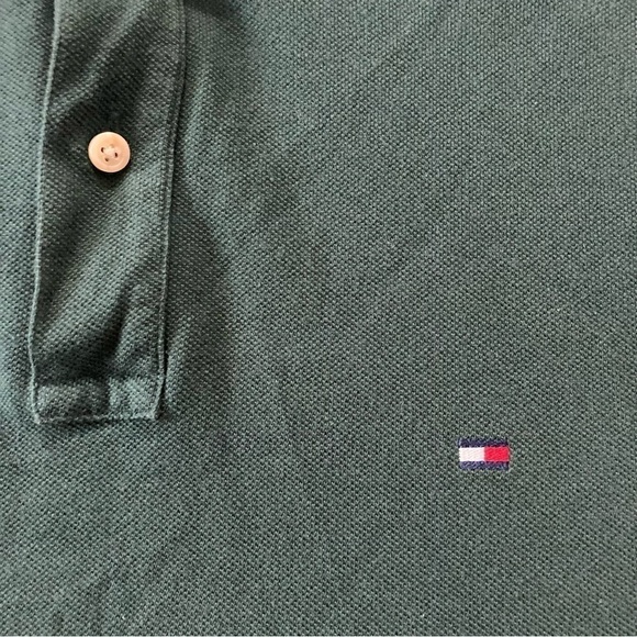 Tommy Hilfiger Green Short Sleeve Polo Shirt Large Classic Logo Holiday Ready - Picture 2 of 8